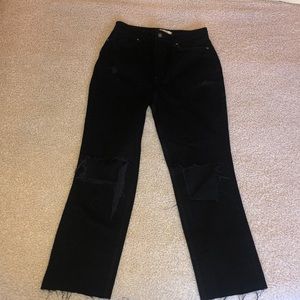 Free people black straight boyfriend cut jean